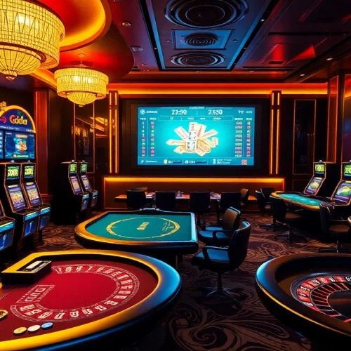 Xem tỷ số trực tuyến 7m with vibrant casino tables and exciting live scores display.