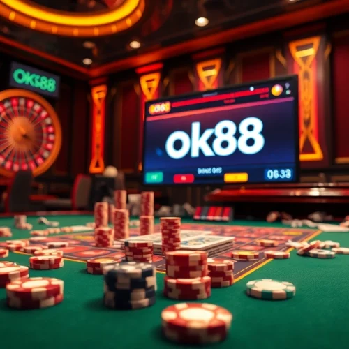 Players enjoying an exciting game at https://ok88.tech/ online casino table with vibrant graphics.