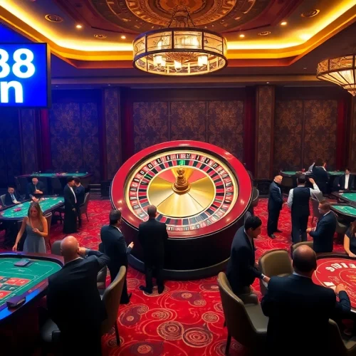 Experience the thrill of xx88 win with poker chips and roulette action in a glamorous casino.
