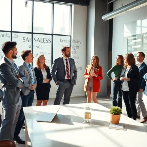 Engaging scene showcasing a professional environment to find a job board for sales roles.