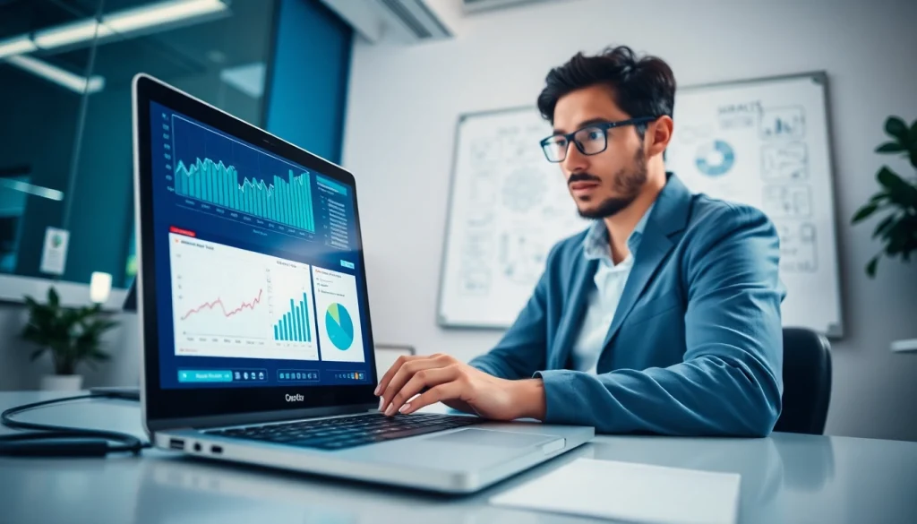 Data scientist utilizing Machine Learning for Loan Underwriting in a modern office context.