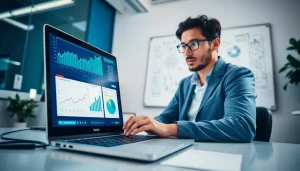 Data scientist utilizing Machine Learning for Loan Underwriting in a modern office context.