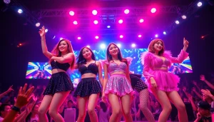 Engage with Blackpink news through an electrifying concert performance featuring the iconic K-pop group.