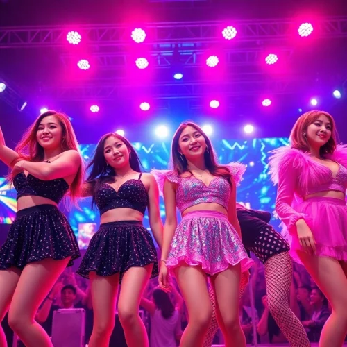 Engage with Blackpink news through an electrifying concert performance featuring the iconic K-pop group.