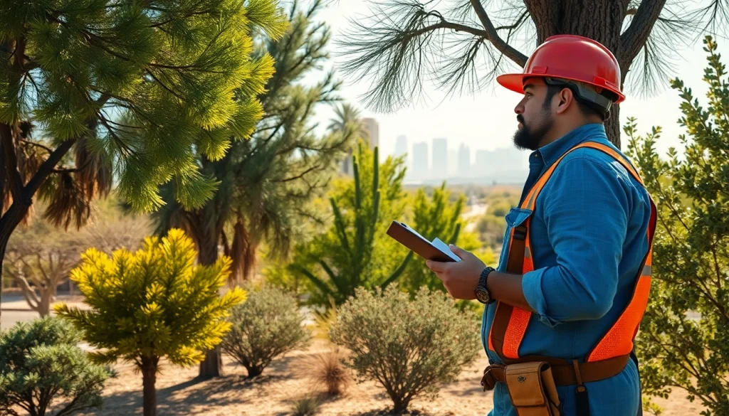 Tree Removal Permits in Arizona - Professional arborist evaluating tree conditions in urban landscape
