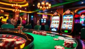 Experience the thrill of winning at a luxurious casino with LUCKYWIN slot machines and roulette tables.