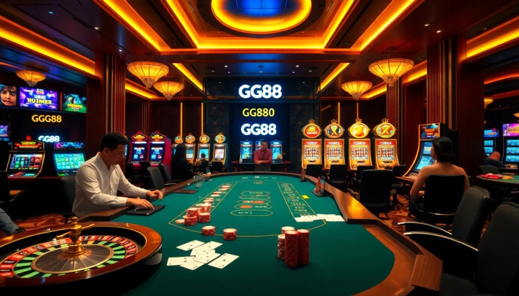 Experience the excitement of GG88 with vibrant casino tables and thrilling games.