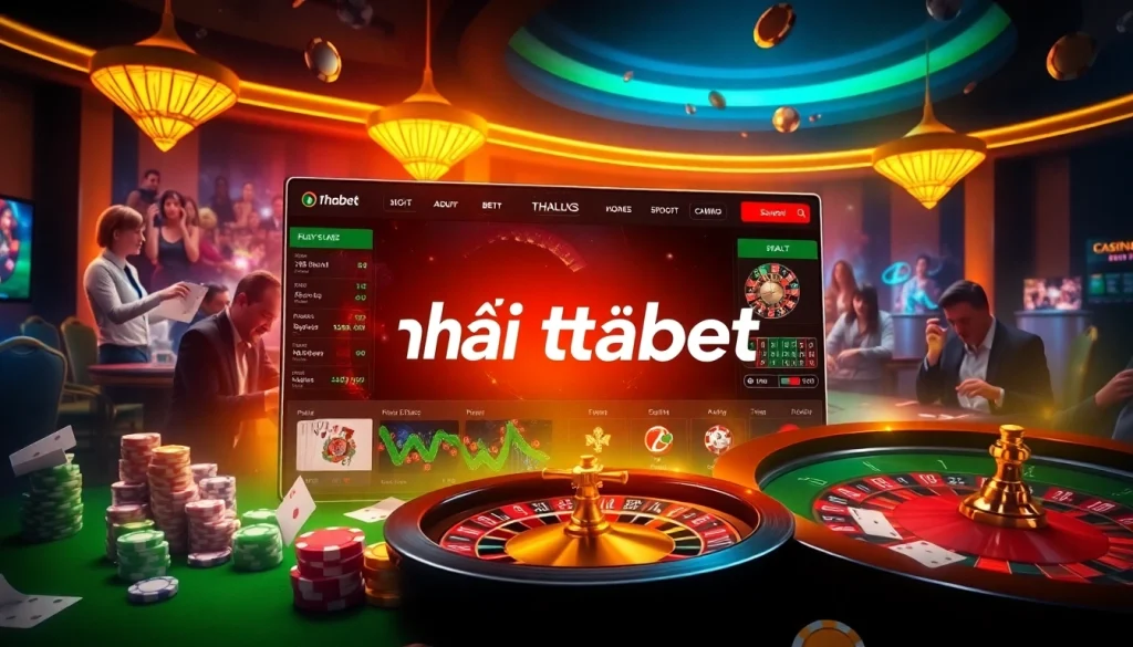 Engaging image of the nhà cái thabet online casino interface with dynamic gambling elements.