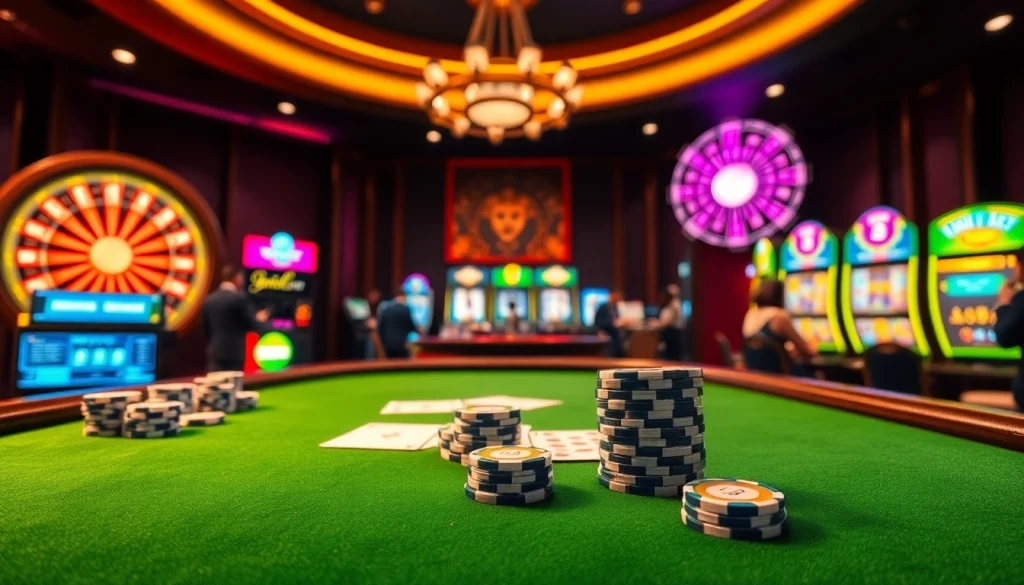 Engage with the dynamic gaming atmosphere at https://789bet.tours/ featuring vibrant poker tables, roulette wheels, and excited players.