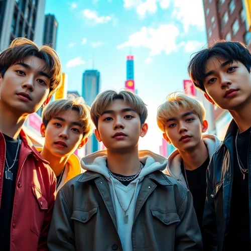 Engaging portrait of the bts members showcasing their artistic journey in urban style