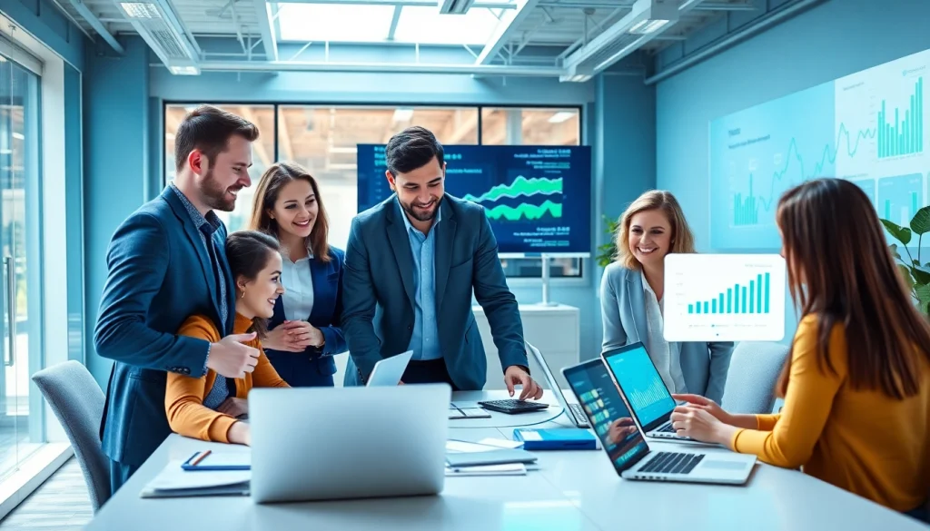 Team strategizing digital marketing solutions at 1cplatform in a collaborative workspace.