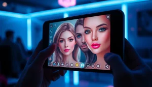 Engaging nsfw character AI interaction displayed on a modern device, showcasing dynamic avatars.