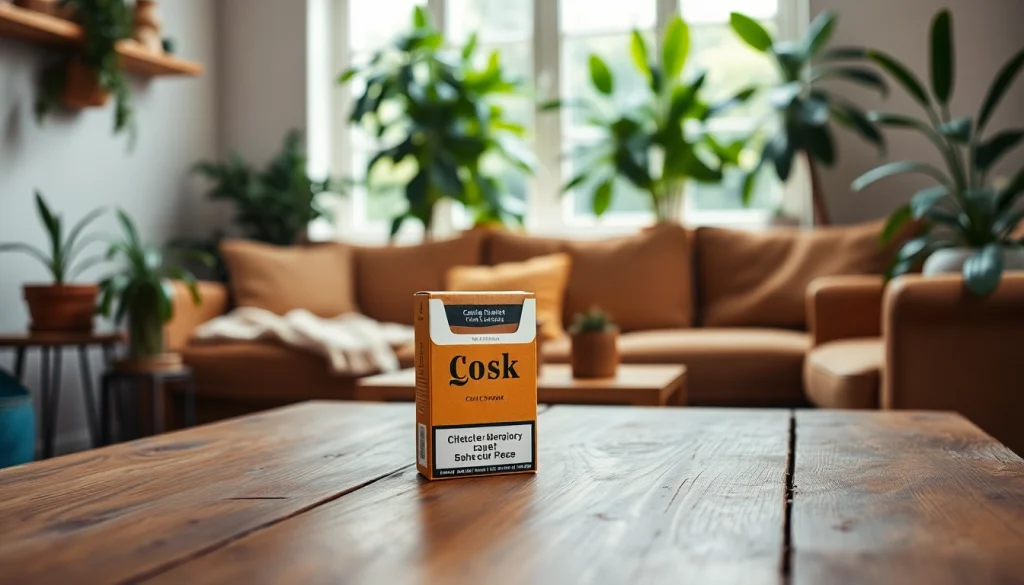 Showcase of cheap cigarettes UK in a cozy setting displaying relaxation and affordability.