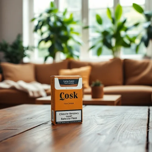 Showcase of cheap cigarettes UK in a cozy setting displaying relaxation and affordability.