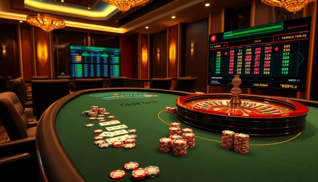 Engage with vibrant casino action at https://ok88.tech/ featuring a live dealer and exciting betting scenes.