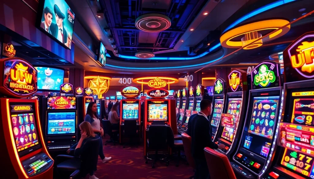 Menangkan permainan slot depo 1k dalam suasana kasino yang dinamis dan bercahaya.