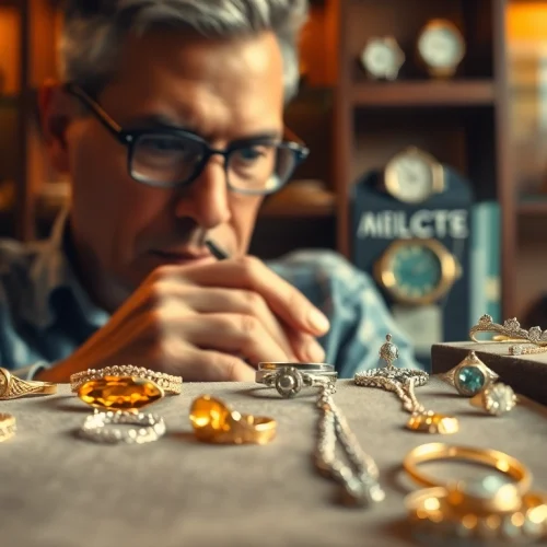 Schmuckankauf: Fachmännische Bewertung von hochwertigem Schmuck mit einem goldenen Ring im Fokus.