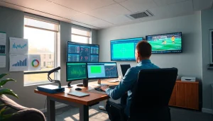 Analyze บ้านผลบอลวันนี้ with dynamic sports analytics environment featuring a professional analyst.