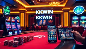 Experience thrilling online gambling at kkwin.life with vibrant slot machines and professional gaming setups.