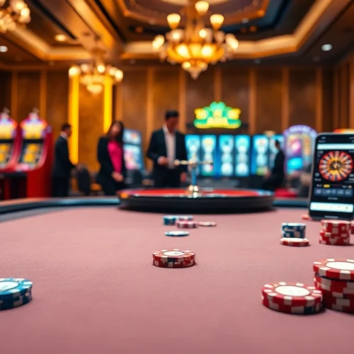 Experience the excitement of S8 Casino with vibrant poker chips and a luxurious gaming atmosphere.