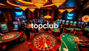 Experience thrilling gameplay at topclub with vibrant casino tables and excited players.