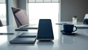 The Samsung Galaxy S8 displayed elegantly on a modern desk, surrounded by tech accessories.