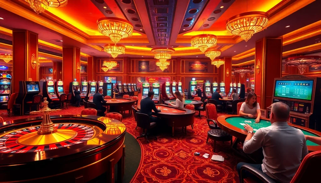 Experience the thrill of gambling at https://xx88.today/ with vibrant casino visuals featuring poker tables and slot machines.