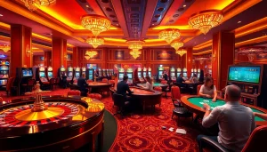 Experience the thrill of gambling at https://xx88.today/ with vibrant casino visuals featuring poker tables and slot machines.