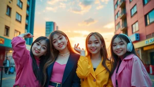 blackpink members showcasing their vibrant personalities in an energetic urban setting.