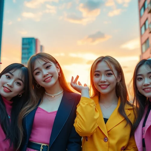 blackpink members showcasing their vibrant personalities in an energetic urban setting.