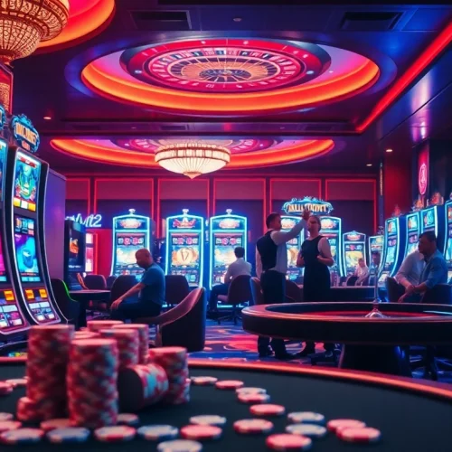 SLOT88 slot machines and gaming chips create an exciting casino atmosphere.