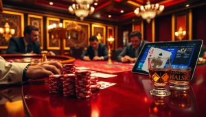 Players enjoying a high-stakes poker game at Haywin's luxurious casino.