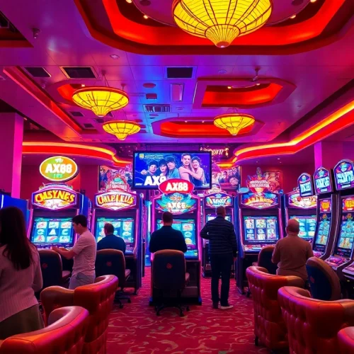 Khám phá trò chơi AX88 slot đầy hồi hộp trong môi trường casino trực tuyến sôi động với hình ảnh bắt mắt.