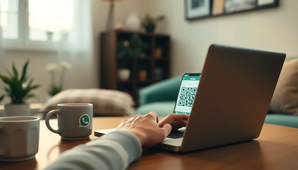 在舒适环境中使用 WhatsApp网页版，展示用户友好的沟通体验。