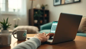 在舒适环境中使用 WhatsApp网页版，展示用户友好的沟通体验。