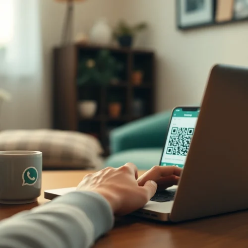 在舒适环境中使用 WhatsApp网页版，展示用户友好的沟通体验。