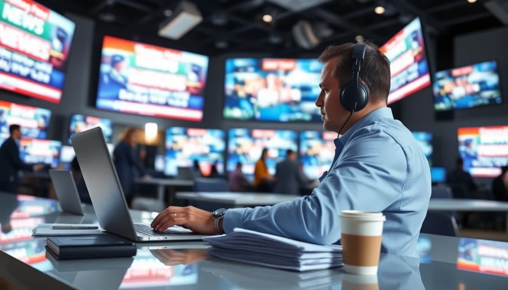 Journalist at Tampa Free Press in a vibrant newsroom, highlighting dedicated reporting efforts.