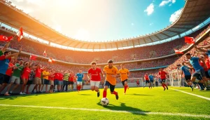 مشهد مثير من مباراة كرة قدم حية، يبرز إثارة بث كورة لايف.