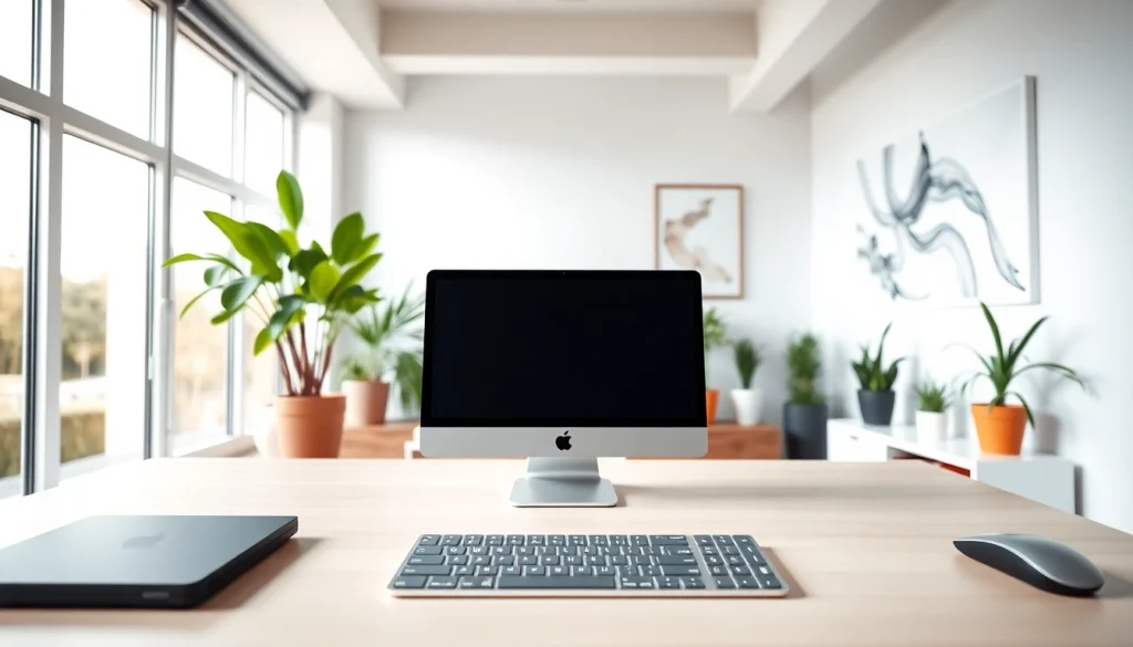 La Mac Mini M4 en un espacio de trabajo moderno, brillante y minimalista.