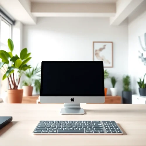 La Mac Mini M4 en un espacio de trabajo moderno, brillante y minimalista.