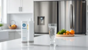 Waterdrop Replacement for GE® RPWFE® filter showcased in a modern kitchen for clean drinking water.