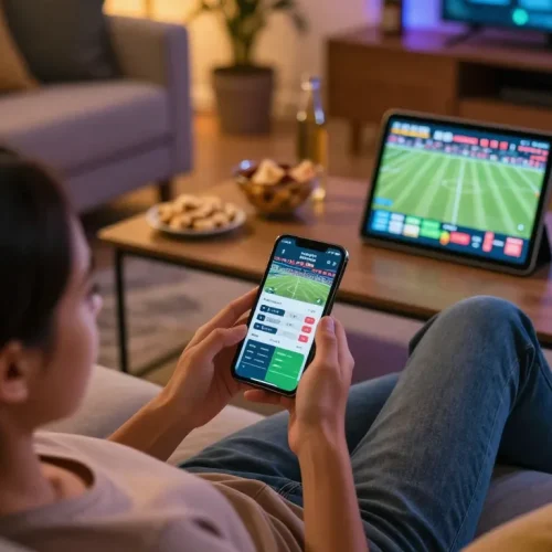 Xoilac TV viewer enjoys live sports and engaging betting experience on mobile device.