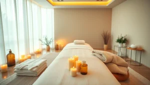 편안한 분위기와 진정 요소가 어우러진 휴식 마사지 룸.
