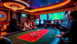 Action passionnante au meilleur casino en ligne avec des joueurs de poker, une roue de roulette et des machines à sous.