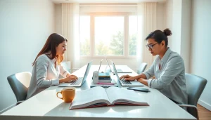 Maximize your learning potential with online exams help, featuring students focused on their studies.