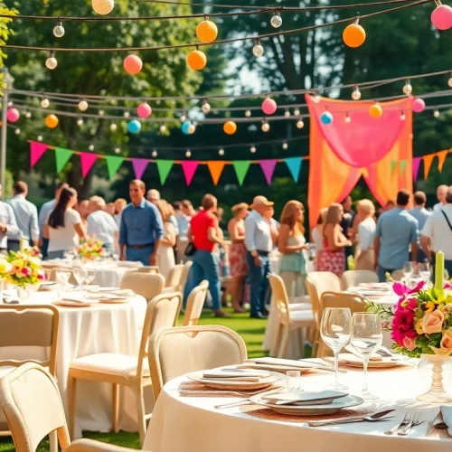 Experience dynamic Event Rentals with a beautifully decorated outdoor setup for celebrations.