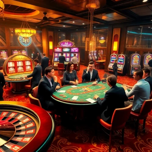 Découvrez le meilleur casino en ligne avec des joueurs engagés à une table de poker luxueuse, présentant des éléments du meilleur casino en ligne.