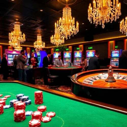 Players enjoying an exciting game at the LUCK8 casino table with vibrant poker chips.
