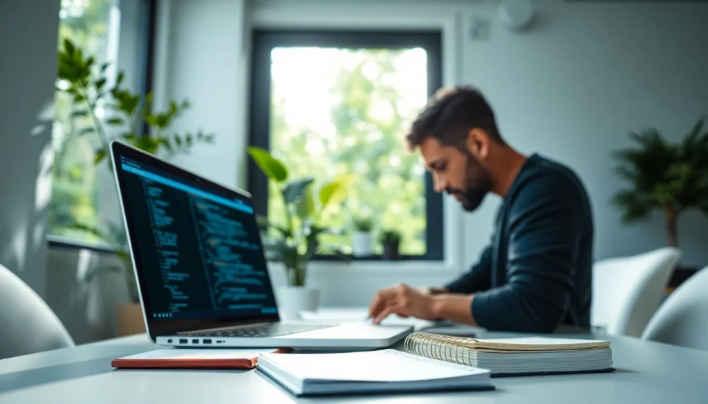 Showcase of remote quality assurance jobs workspace with testing software and a laptop for productivity.