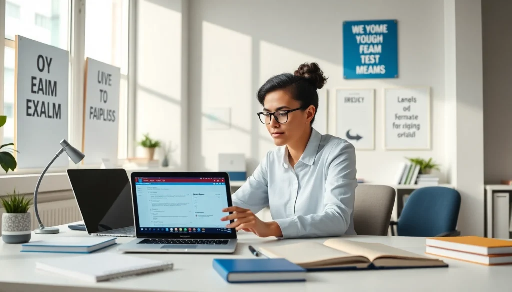 Enhance your performance with online exam assistance in a professional study space.